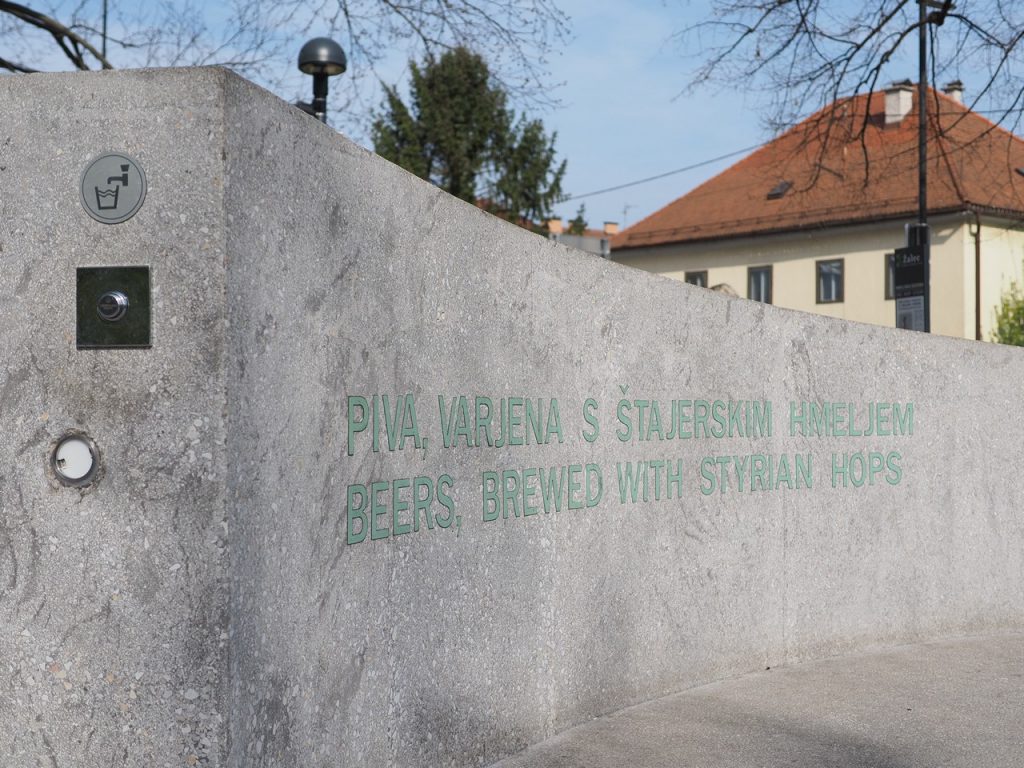 Fiumi di birra alla fontana Zeleno Zlato di Žalec 5 Solo luppolo stiriano per la Fontana piv Zeleno Zlato