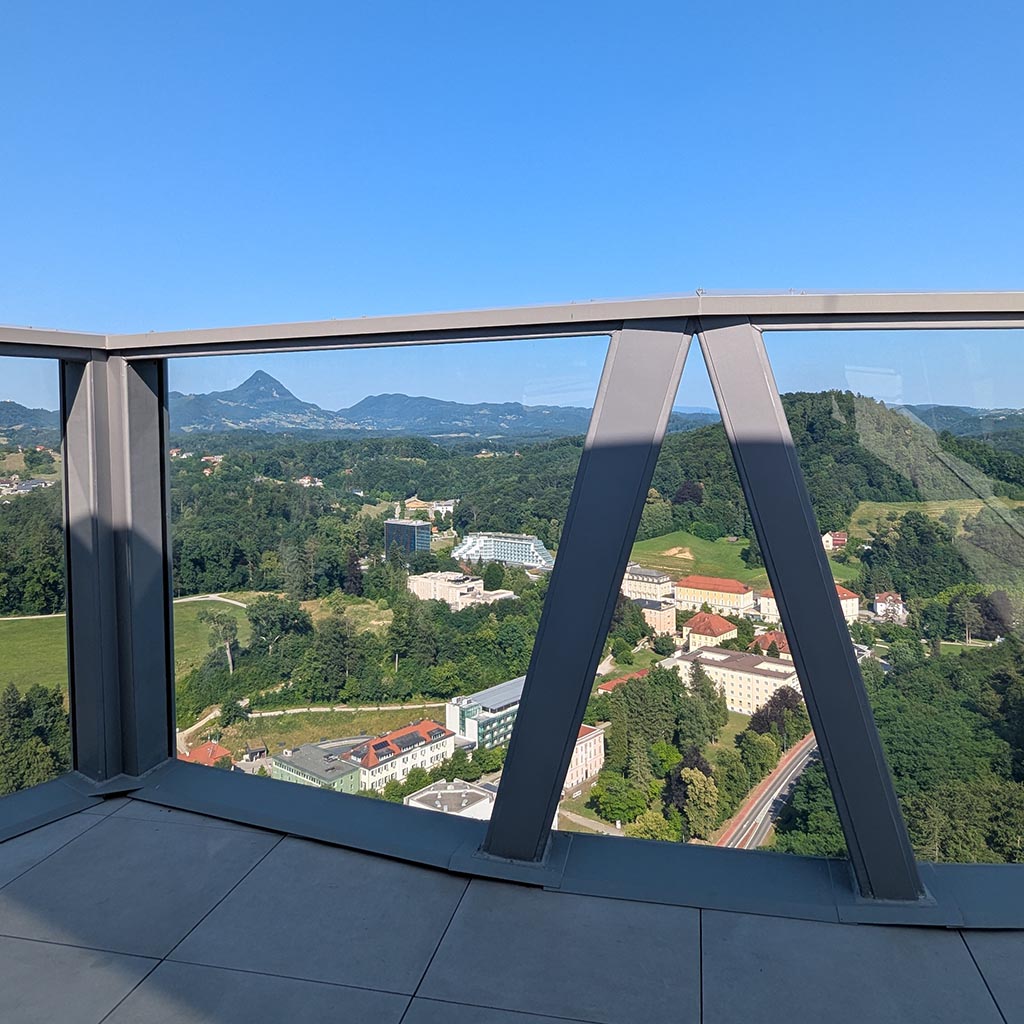 La vista dall'ultimo piano della torre.