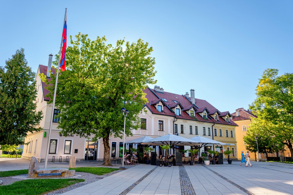 La piazza principale di Kočevje, un tempo sede del castello.