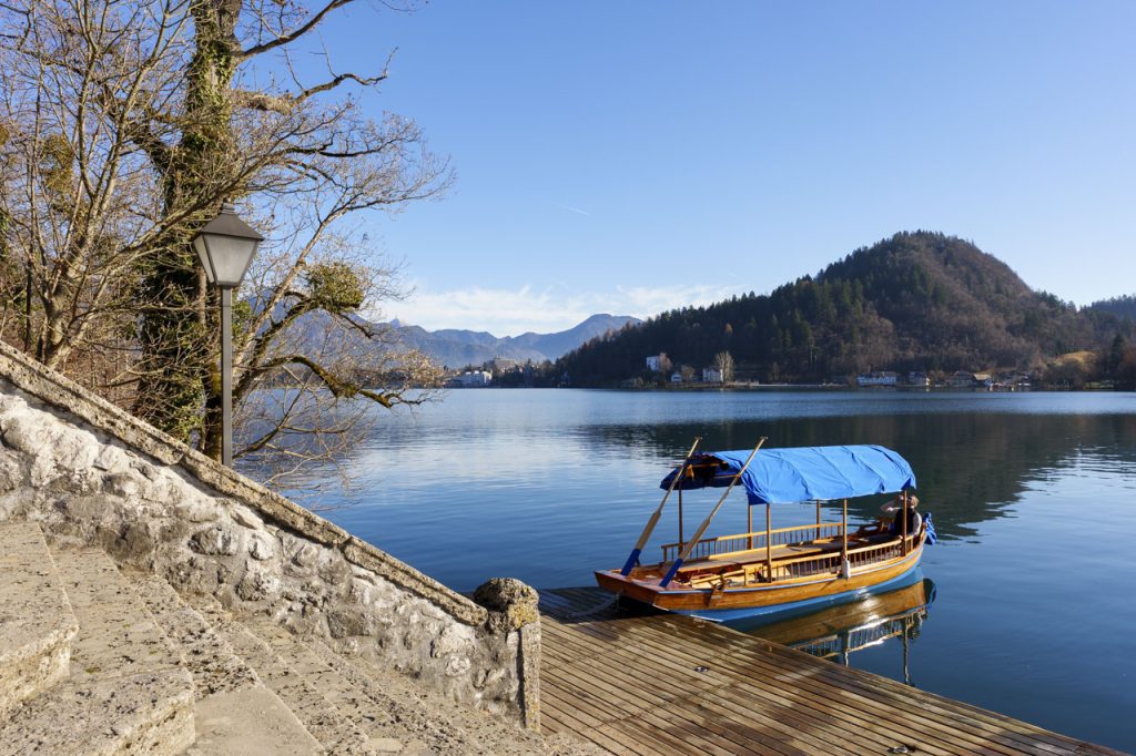 Con la Pletna sull'isola di Bled.