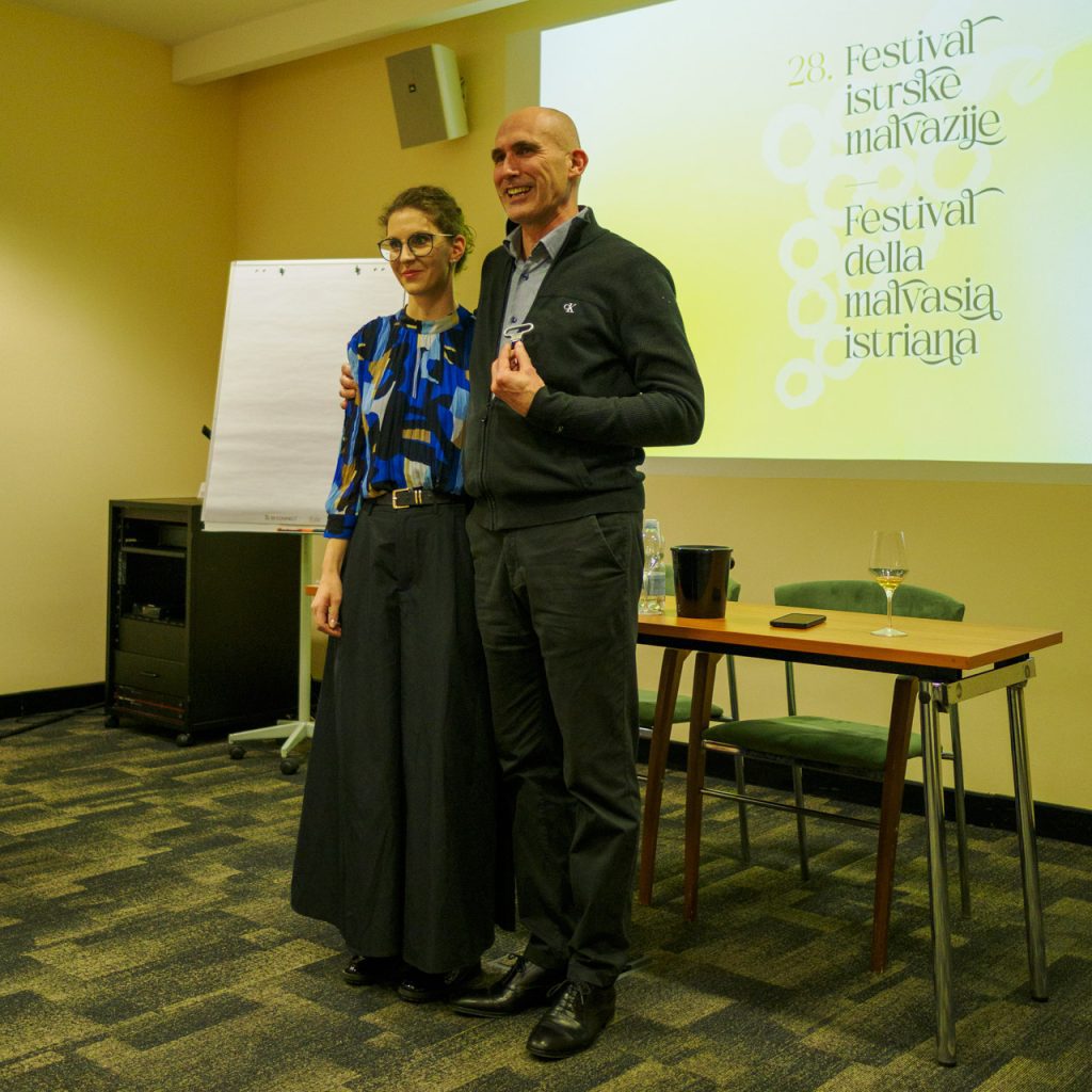 Boštjan Zidar e Simona Česen durante la masterclass al Festival della Malvasia.