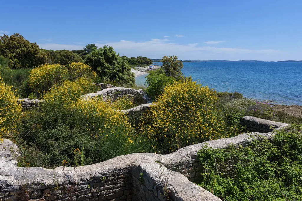 I resti della villa romana Dragonera sul litorale di Peroj.